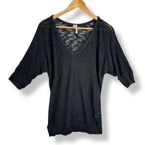 Vintage Y2K Studio Y Black Knit Top Womens Size Large Soft Goth Emo Twilight USA